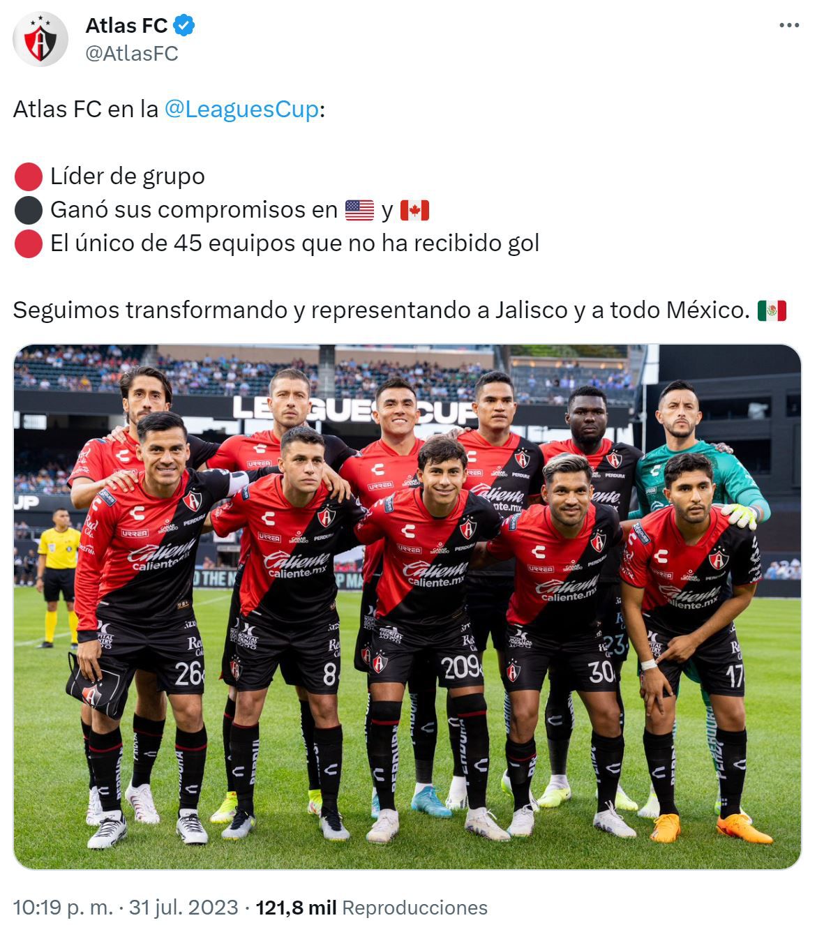 The controversial tweet of the red and black team.  (Twitter)