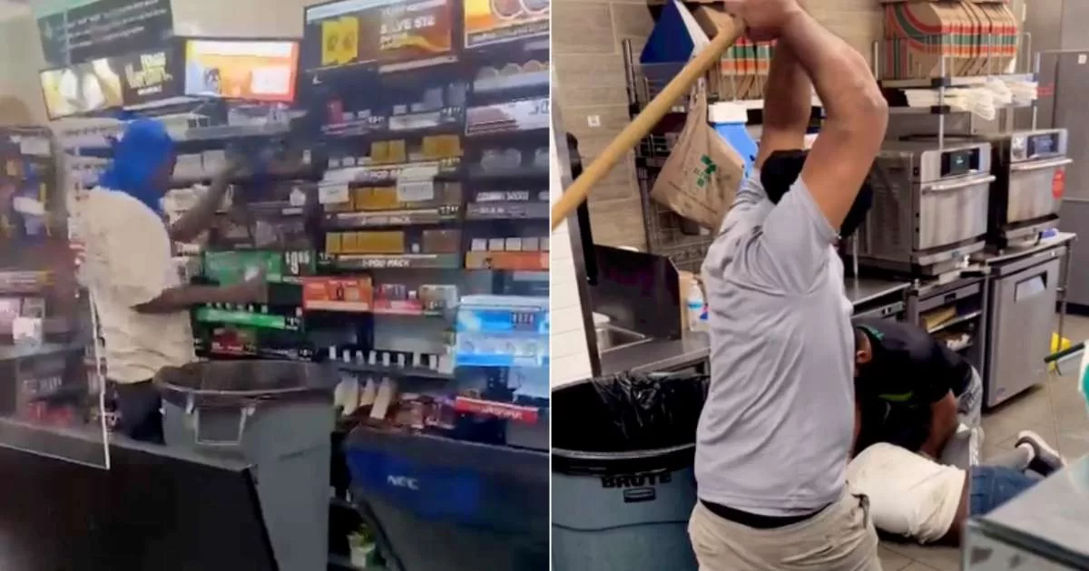 VIRAL: Employees of a 7-Eleven take the law into their own hands in the face of an attempted robbery
