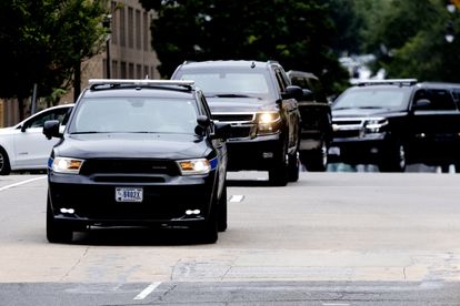Former President Donald Trump's motorcade upon arrival at the federal court in Washington where he appeared this Thursday. 
