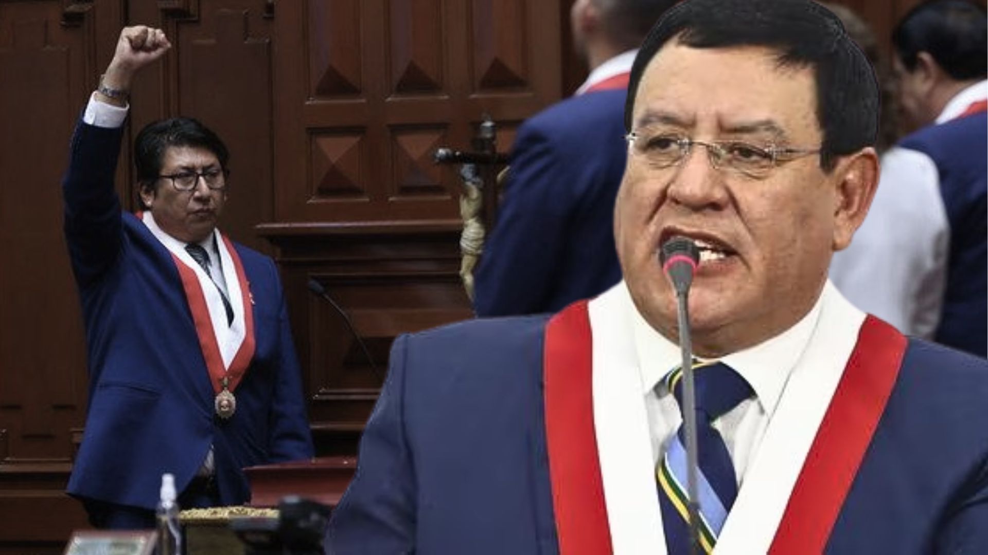 The new president of Congress leaves open the possibility of a debate for a new Constitution being held.  A proposal promoted by his colleague Waldemar Cerrón.  |  Photo composition: Infobae Peru.