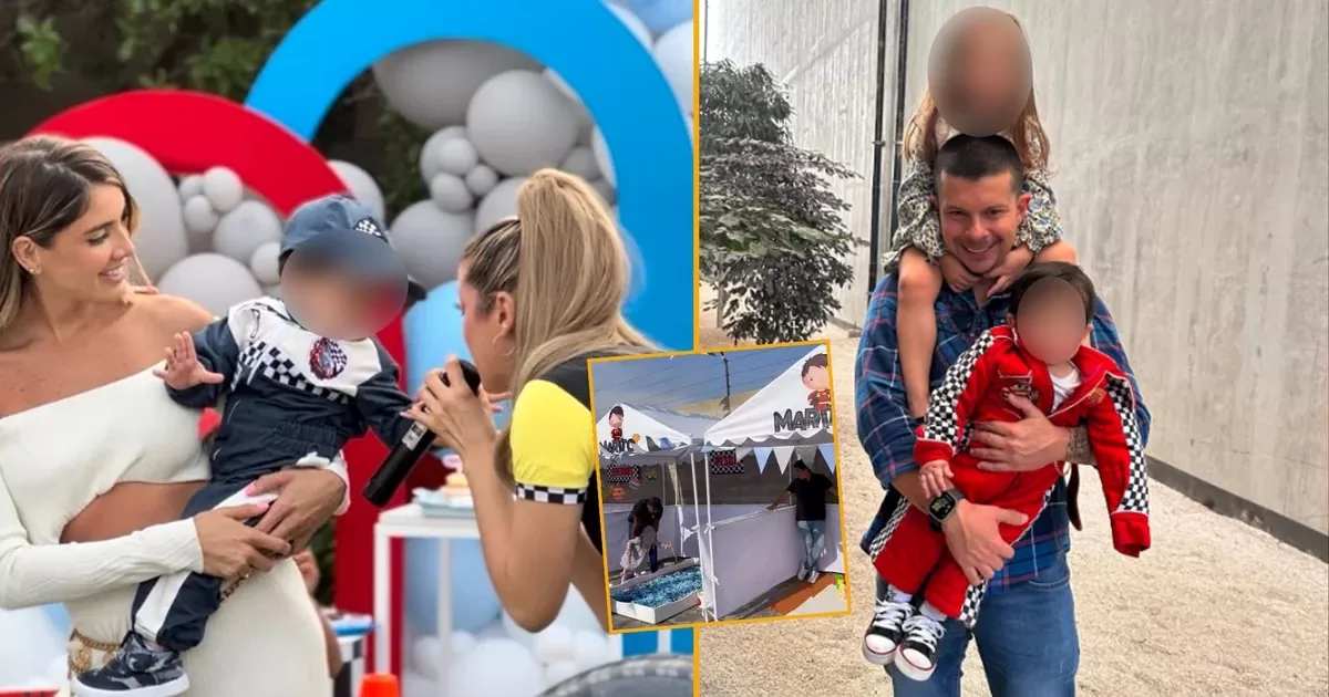 Korina Rivadeneira and Mario Hart celebrated their son's birthday and christening with a car racing theme
