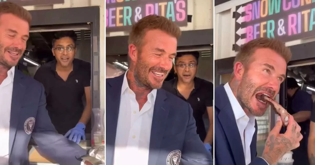 David Beckham surprises a restaurant employee in Dallas
