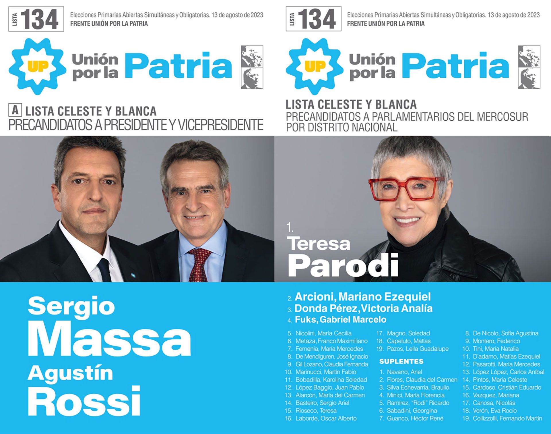 Sergio Massa's ballot for PASO 2023
