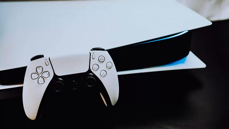 A photo of a promotional video of the alleged PlayStation 5 Slim is filtered

