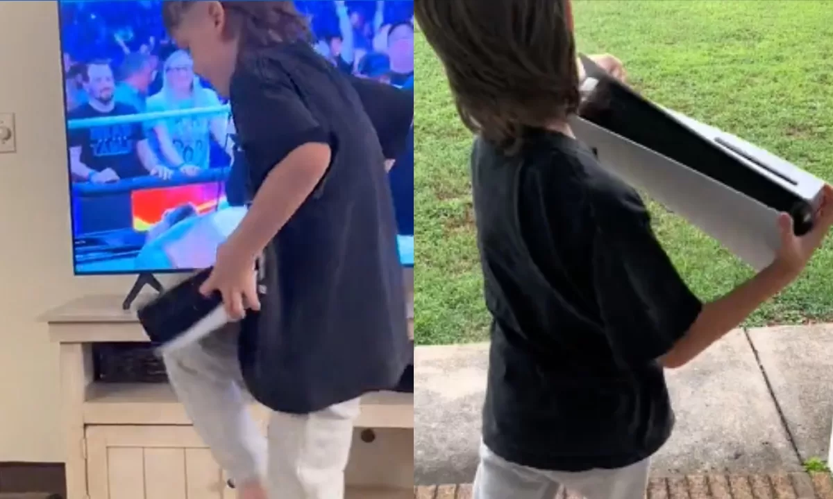 Video: boy throws a tantrum and breaks his father's PlayStation 5 against the platform

