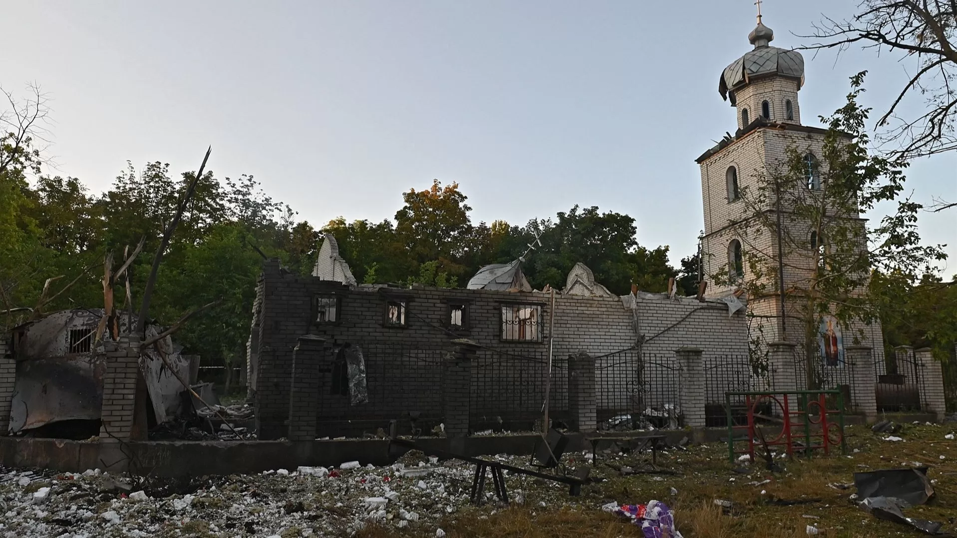 Iglesia destruida en un ataque en Zaporiyia
