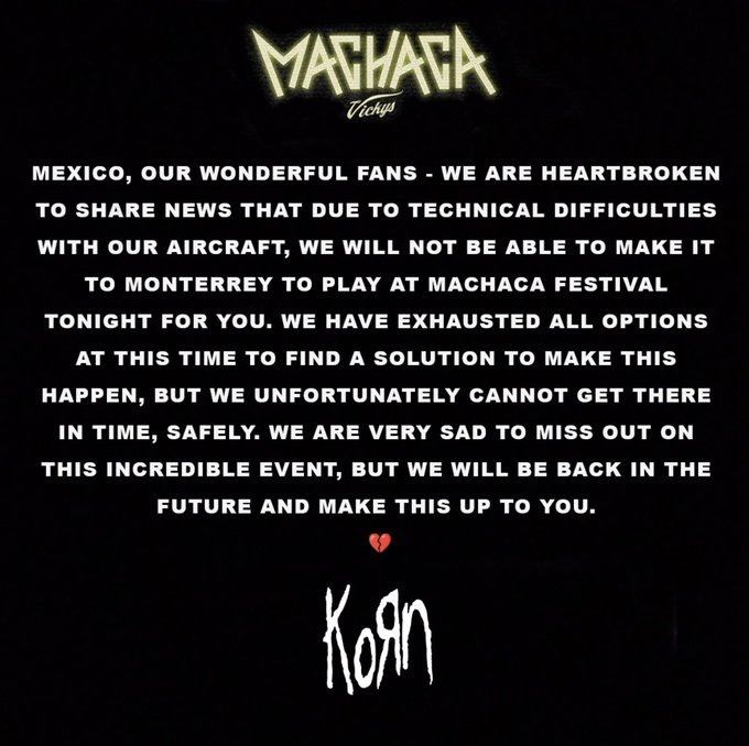 "Impolite and disrespectful": The Machaca Festival points out Korn for canceling its show this year 