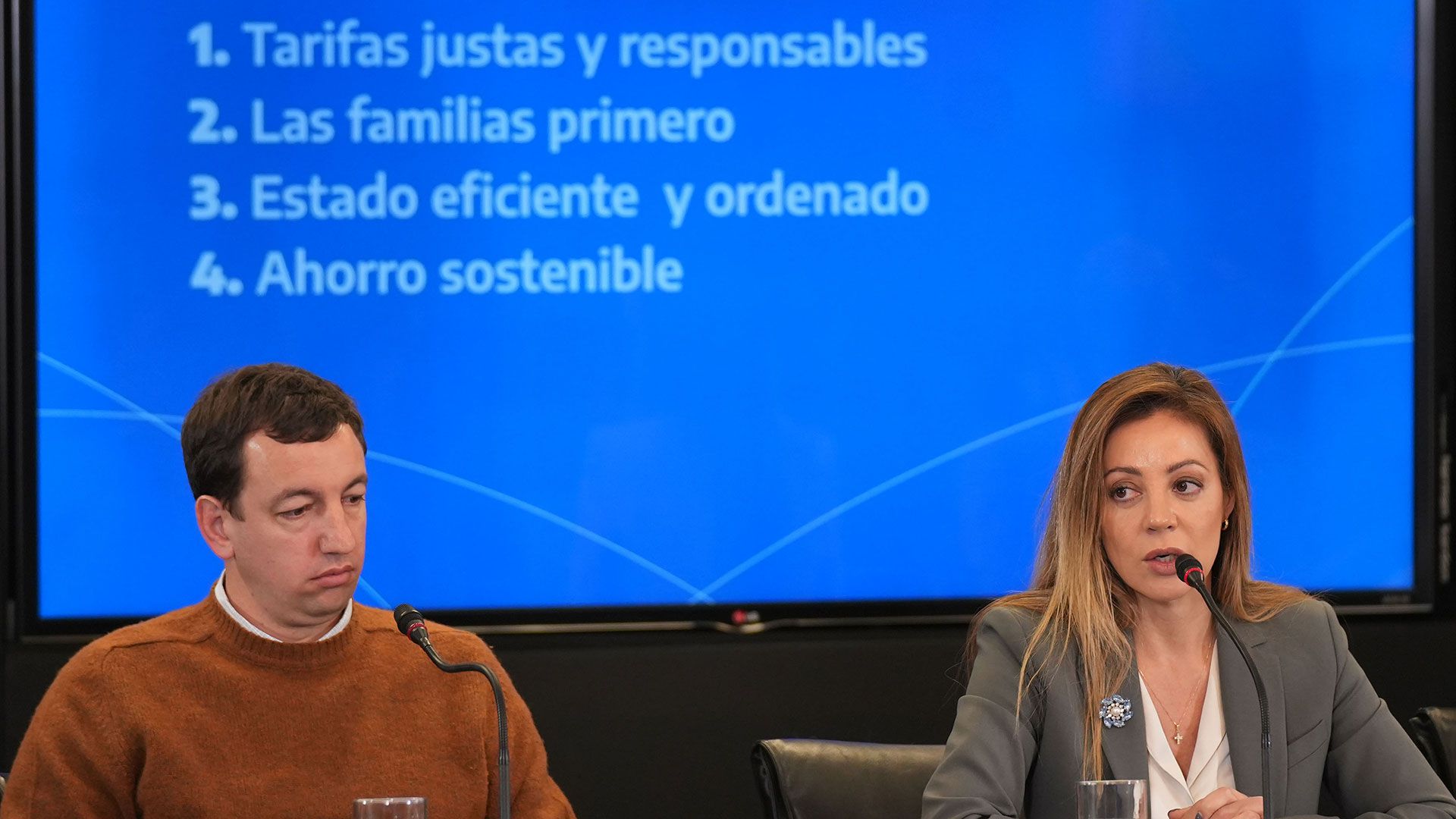The Secretary of Energy, Flavia Royón, together with the Undersecretary of Electric Power, Santiago Yanotti.  NA photo 
