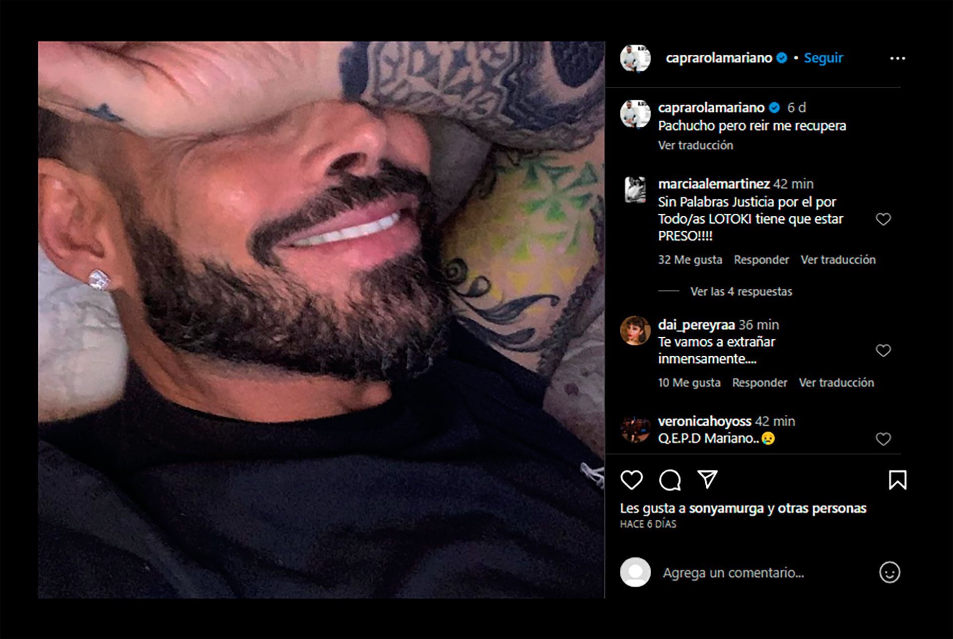 Two of Mariano Caprarola's latest messages on social networks gave an account of his state of health (Photos: Instagram)
