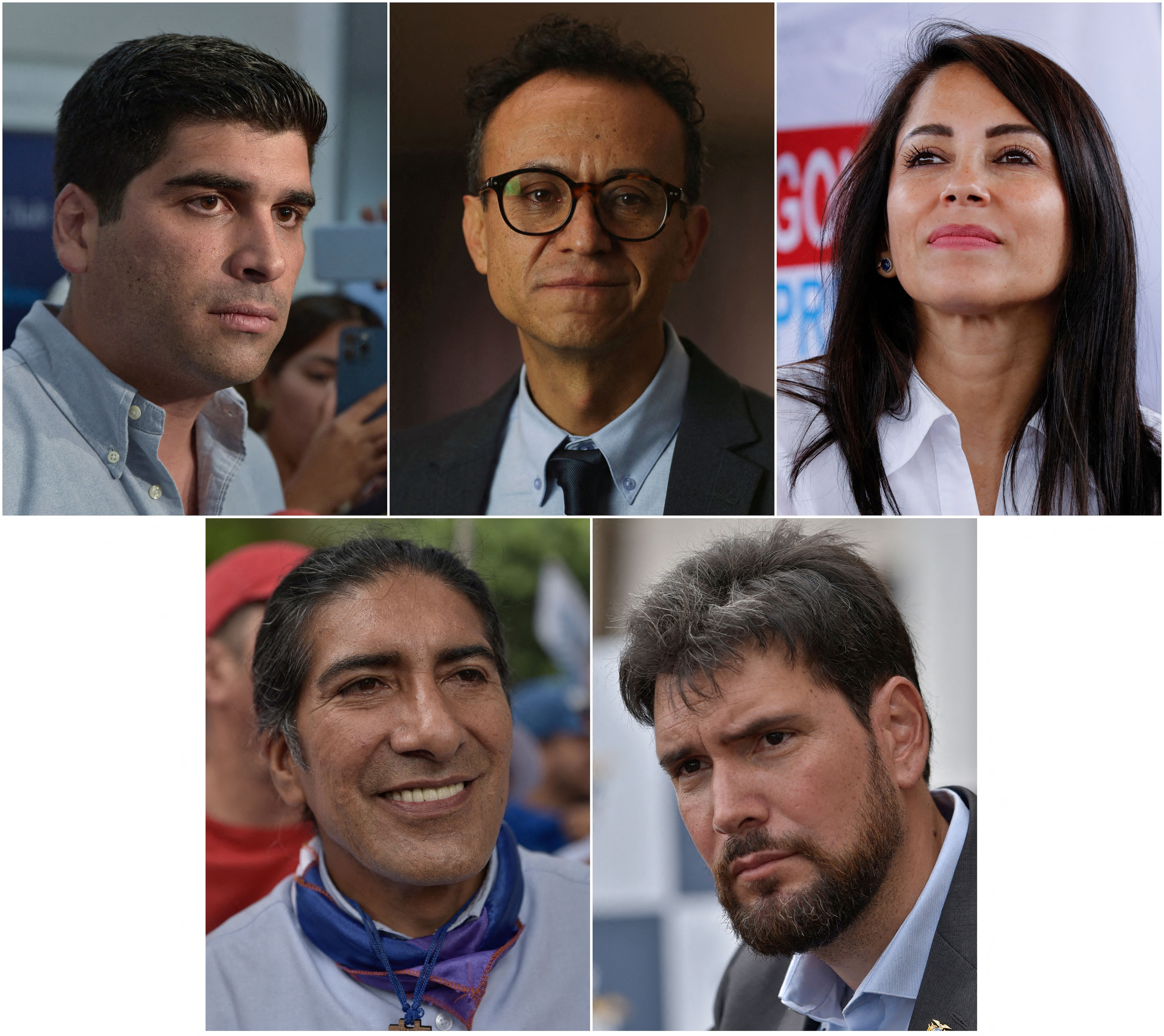 The candidates Otto Sonnenholzner, Christian Zurita, Luisa González, Yaku Perez and Jan Topic 