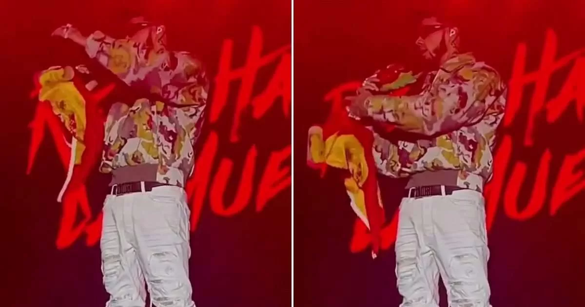 Anuel AA insults a fan who threw a flag at his face in full concert
