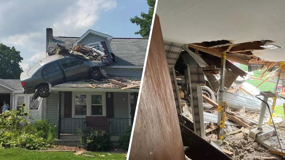 Car crashes on second floor of Pennsylvania home
