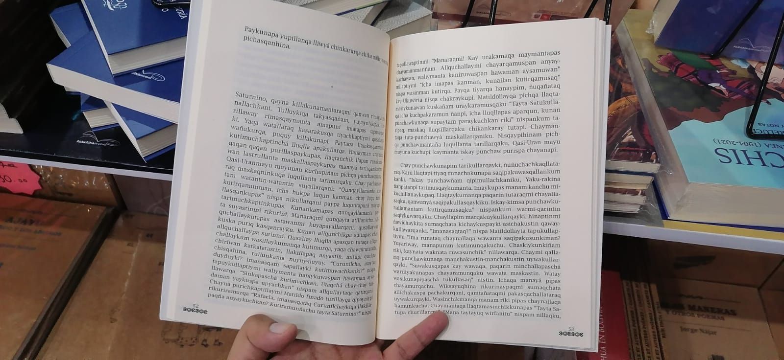 Quechua prose without translation.  (Infobae / Carlos Espinoza)