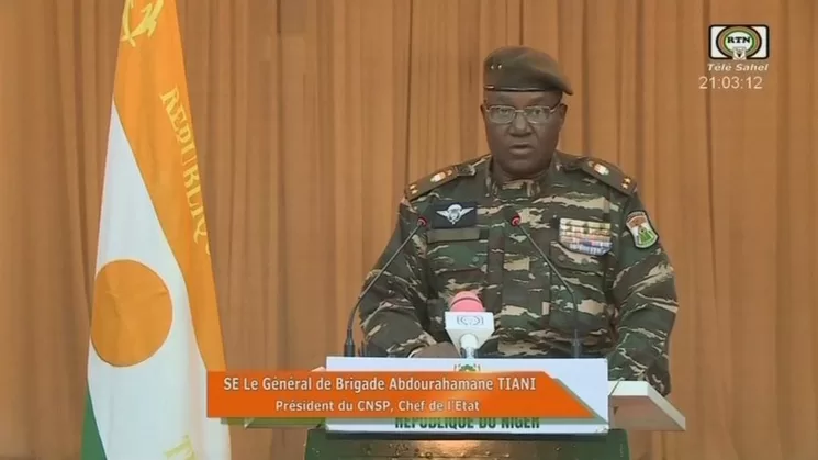El general Abdourahamane Tiani, asumió el poder de Níger tras un golpe de Estado. Foto Afp