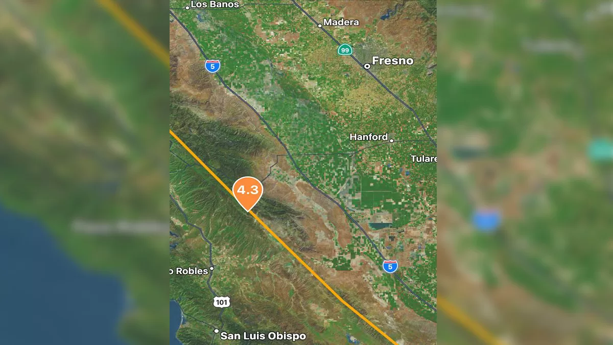 Medium intensity earthquake reported in central California
