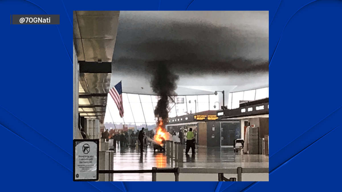 Police vehicle catches fire at Dulles airport
