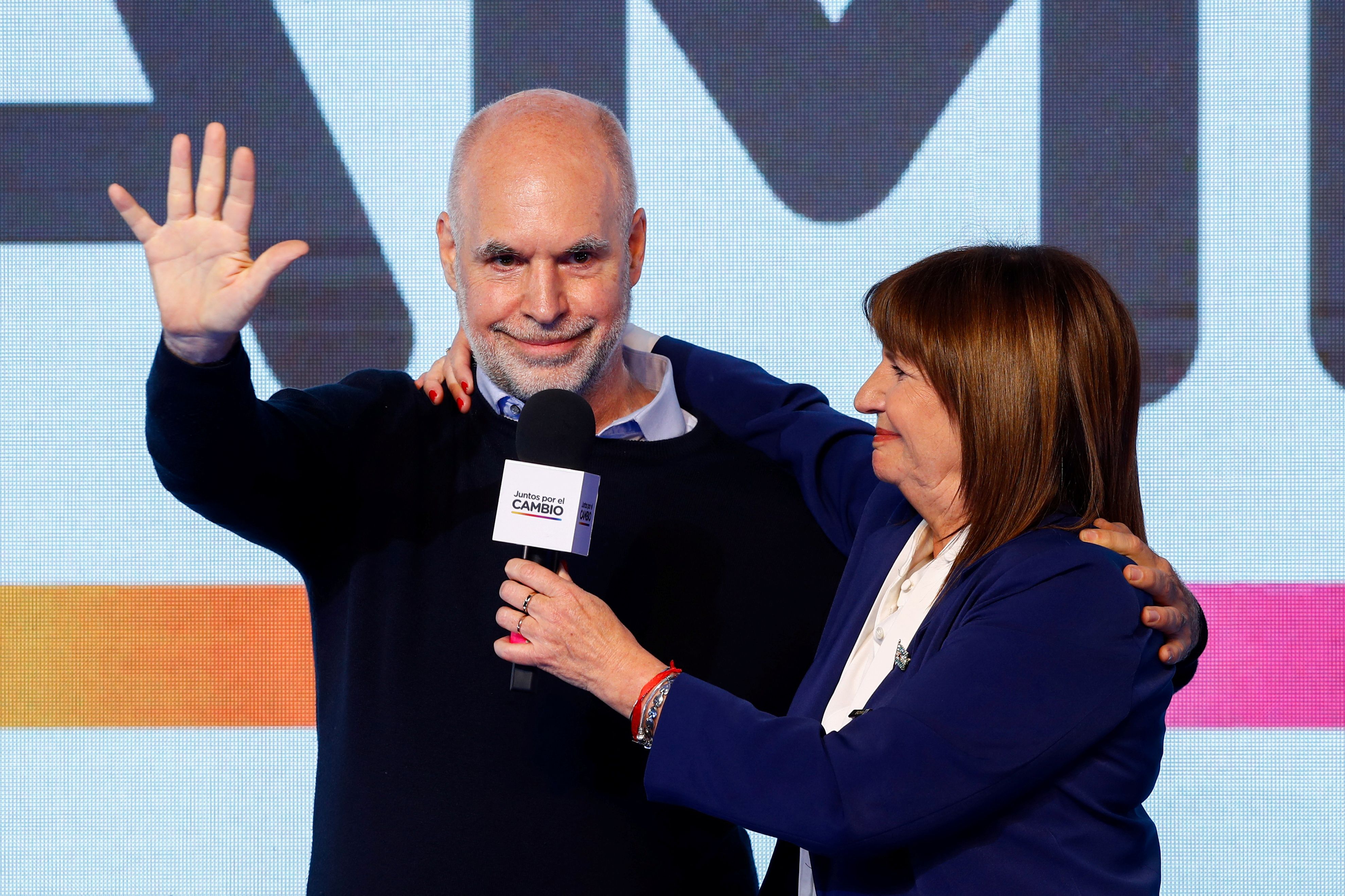 Patricia Bullrich with Horacio Rodríguez Larreta once the results of the internship were known (REUTERS)