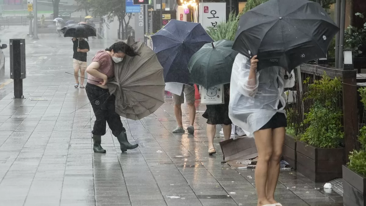 Tropical storm Khanun topples trees and rips off roofs in South Korea
