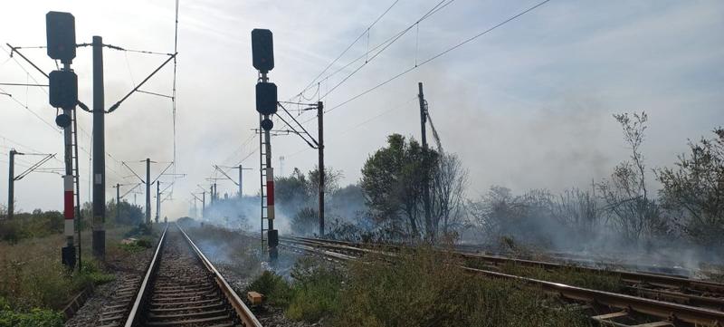 Read more about the article Railway traffic is temporarily closed between two stations between Bucharest and Videle, due to a vegetation fire