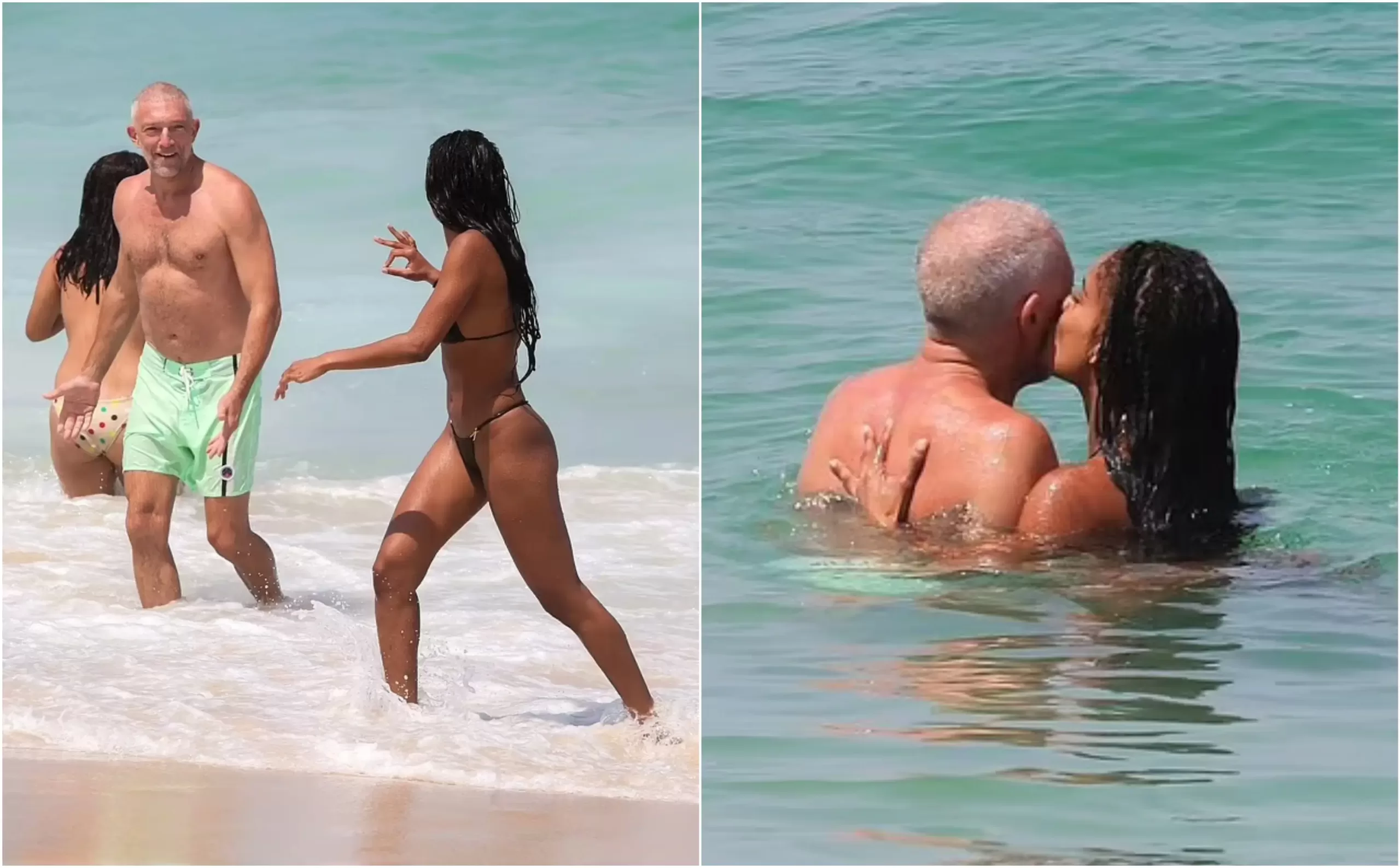 Vincent Cassel with Girlfriend Narah Baptista on the beach in Rio de Janeiro