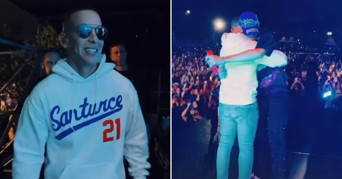 Daddy Yankee surprises Omar Courtz in the middle of the concert to sing "Beachy" together
