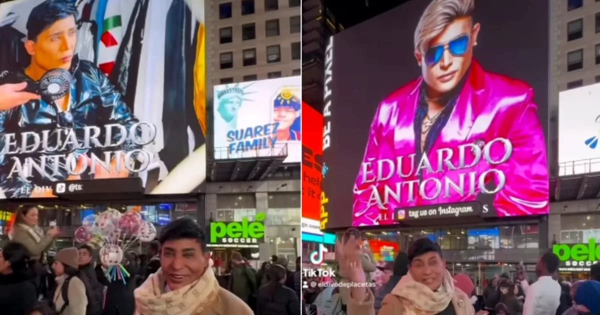 Eduardo Antonio lights up New York from the screens of Times Square
