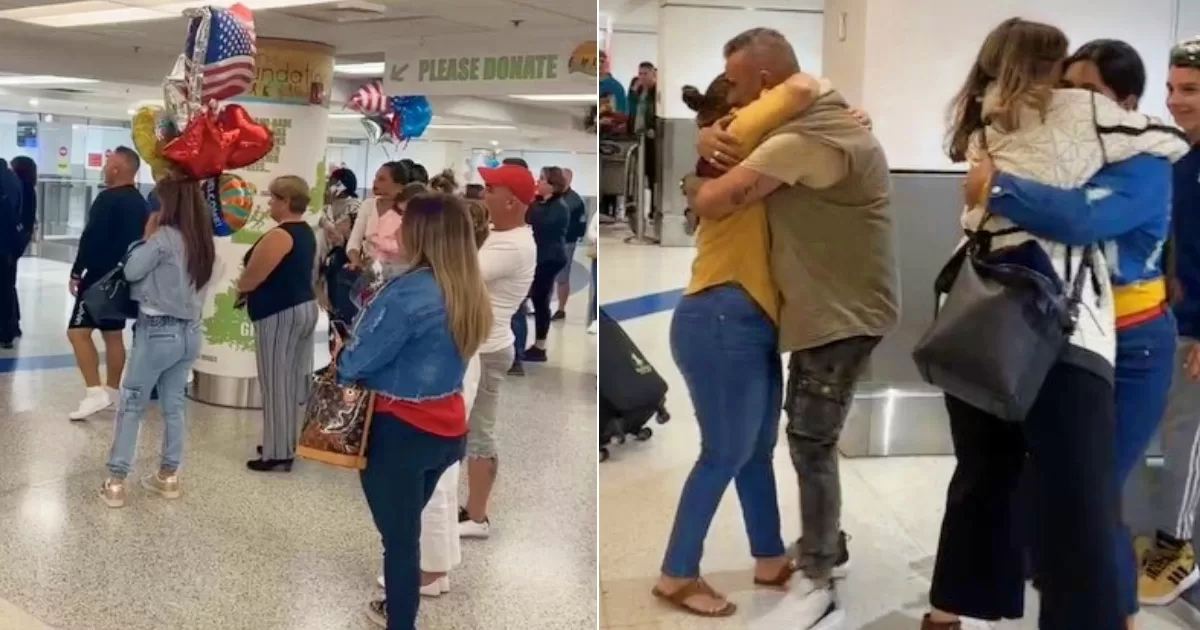 Cubans receive their families on New Year's Eve at Miami airport

