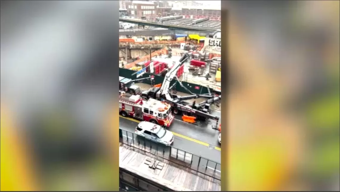 Five injured after part of a crane truck collapses
