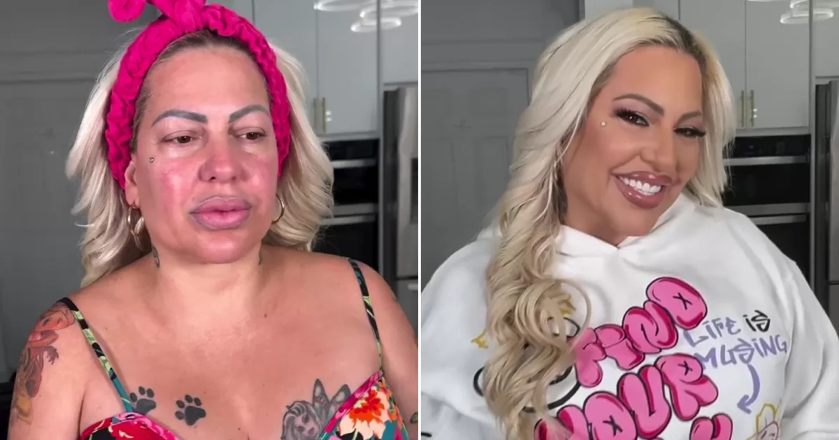 This is what La Diosa looks like before and after a makeup session
