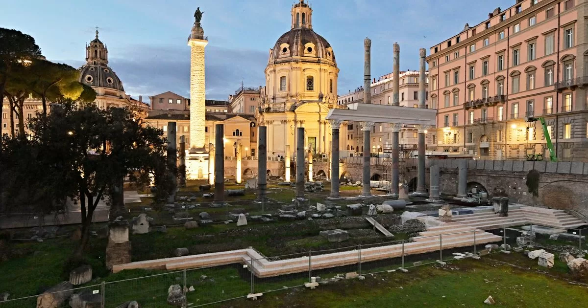 Columns of Trajan's Basilica Ulpia restored in Rome
