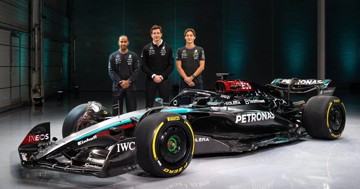 Hamilton very excitedly presents his latest Mercedes
