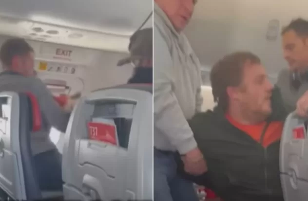 Man tries to open the emergency door of a plane in mid-flight in the US.
