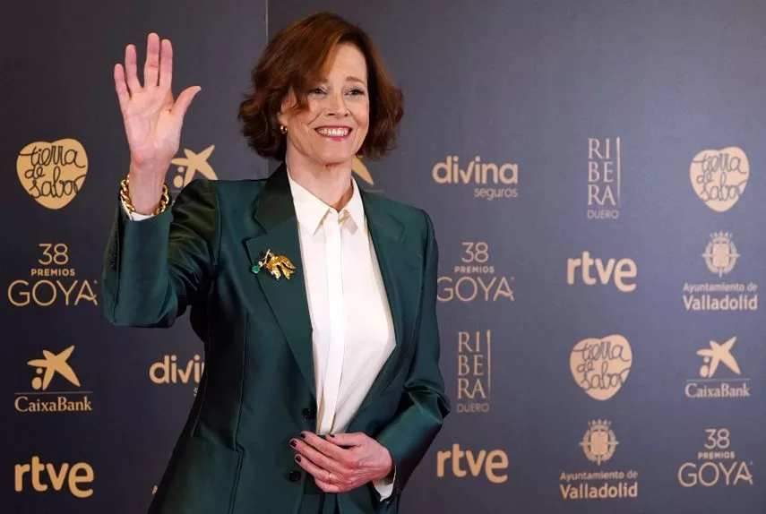 American actress Sigourney Weaver poses for photographers during the eve of the Goya Awards gala, in Valladolid on February 9, 2024. 