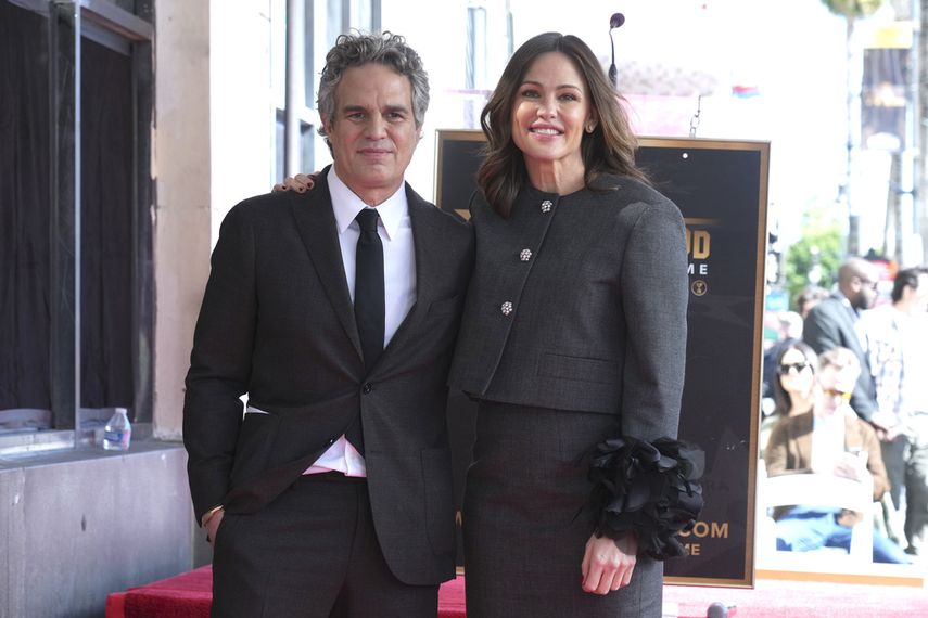Mark Ruffalo and Jennifer Garner during the ceremony honoring Ruffalo for his star on the Hollywood Walk of Fame on Thursday, February 8, 2024 in Los Angeles. 