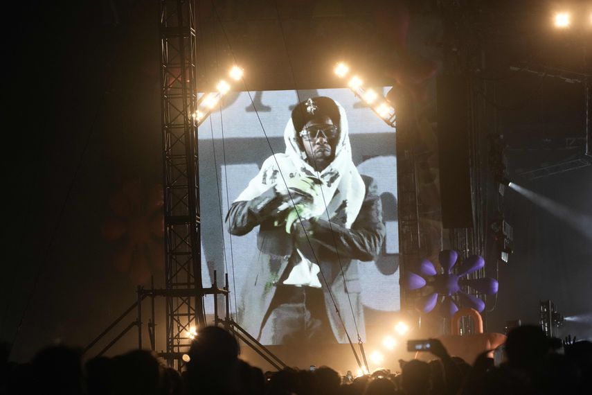 Rapper Kendrick Lamar during his presentation at the AX Festival Ceremony in Bicentenario Park in Mexico City on Saturday, March 23, 2024.