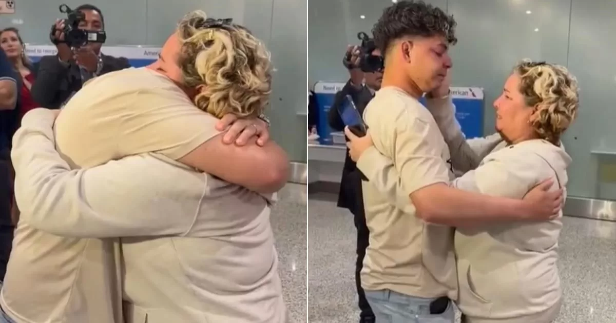 Cuban activist Diasniurka Salcedo arrives in Miami and embraces her son in an emotional hug
