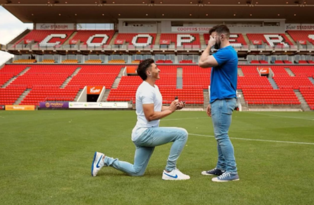 Josh Cavallo proposes to his partner at his team's stadium
