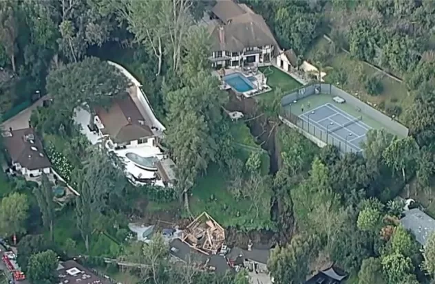 Landslide destroys house in Los Angeles, two others are at risk
