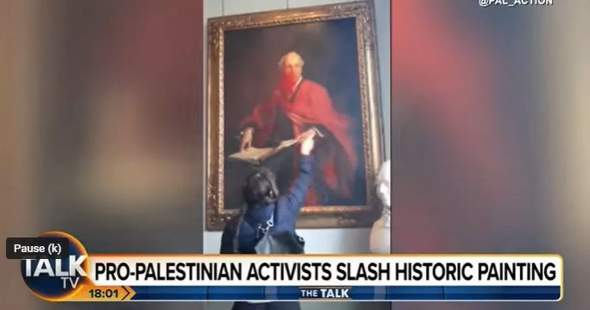 Pro-Palestinian activist destroys portrait of Lord Balfour in Cambridge
