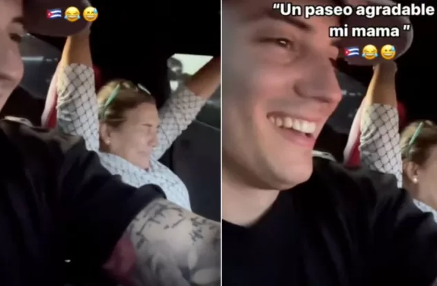 The funny reaction of Cuban Nesty's mother after racing with her car with her inside
