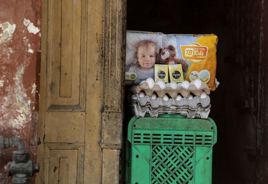 Eggs, cigarettes and diapers are seen for sale at the entrance of a house in Havana, Cuba, on Wednesday, March 13, 2024. For 60 years the supply book was the mainstay of nutrition on the island.  But things have changed and in the latest protests the protesters' slogan was “current and food” in reference to the recurring blackouts and food shortages.