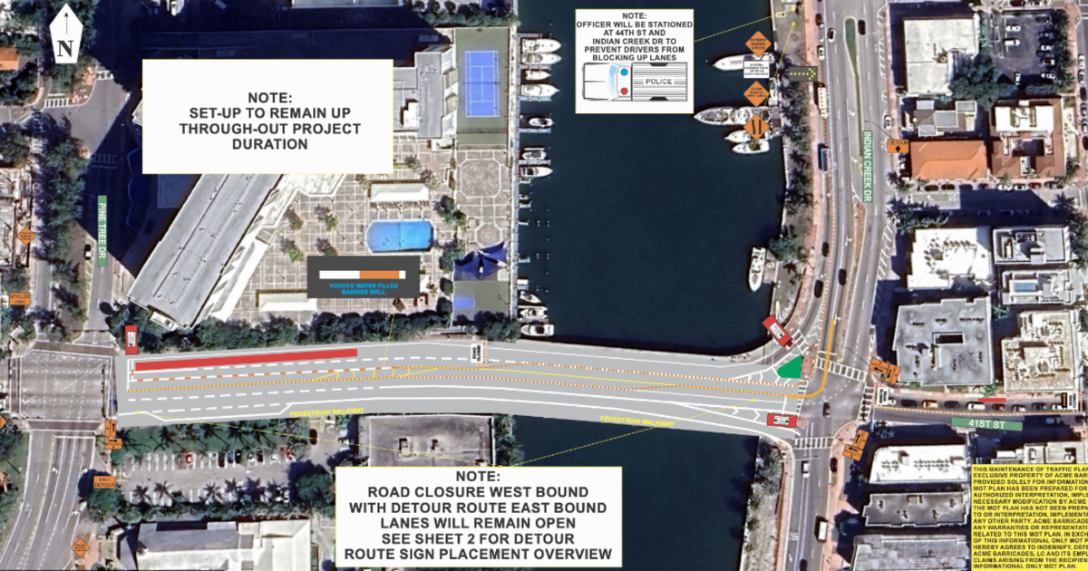 Miami Beach announces lane closures due to work on the 41st Street bridge

