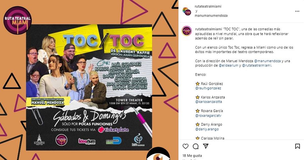 The theatrical comedy Toc Toc returns to Little Havana
