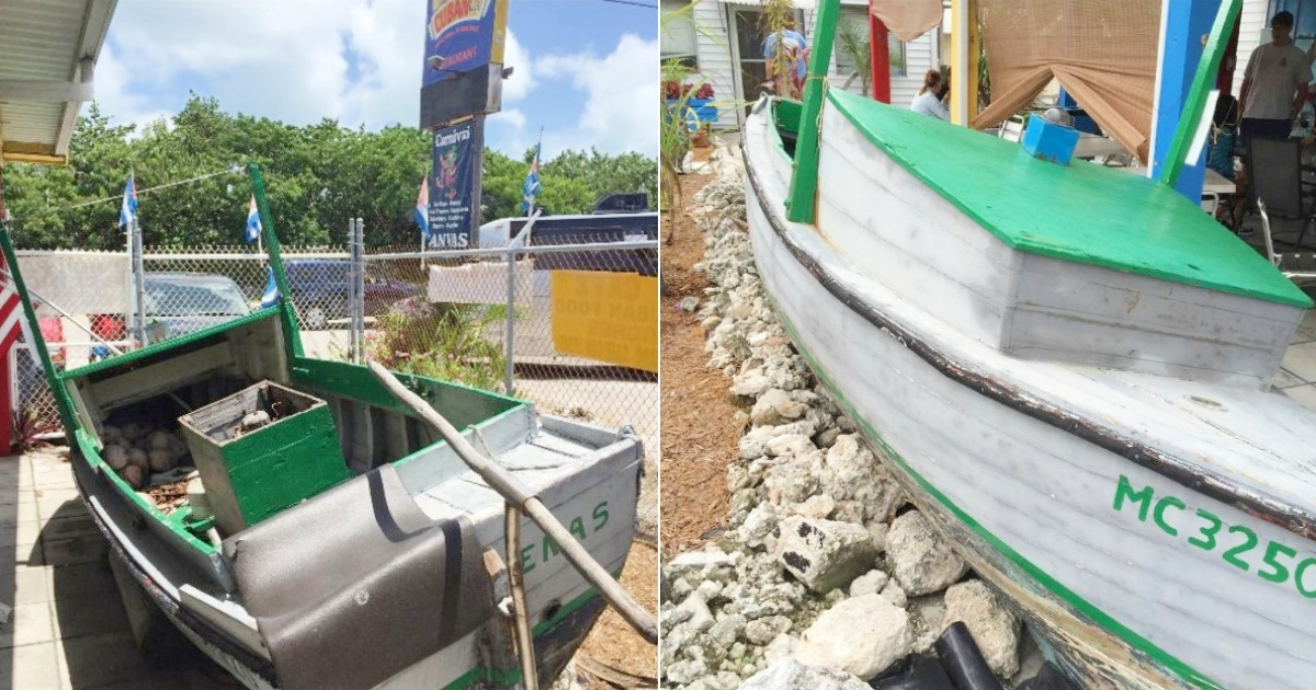 Boat found in 2012 is part of the decoration of a restaurant in the Florida Keys
