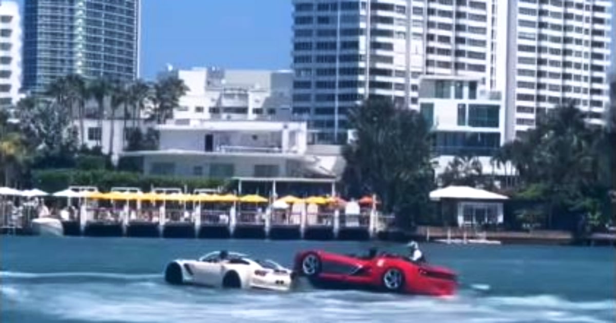 Cars in Miami crash even into the sea