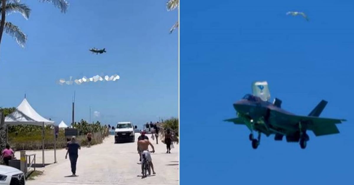 Fighter jet flies over Miami beach on Memorial Day weekend
