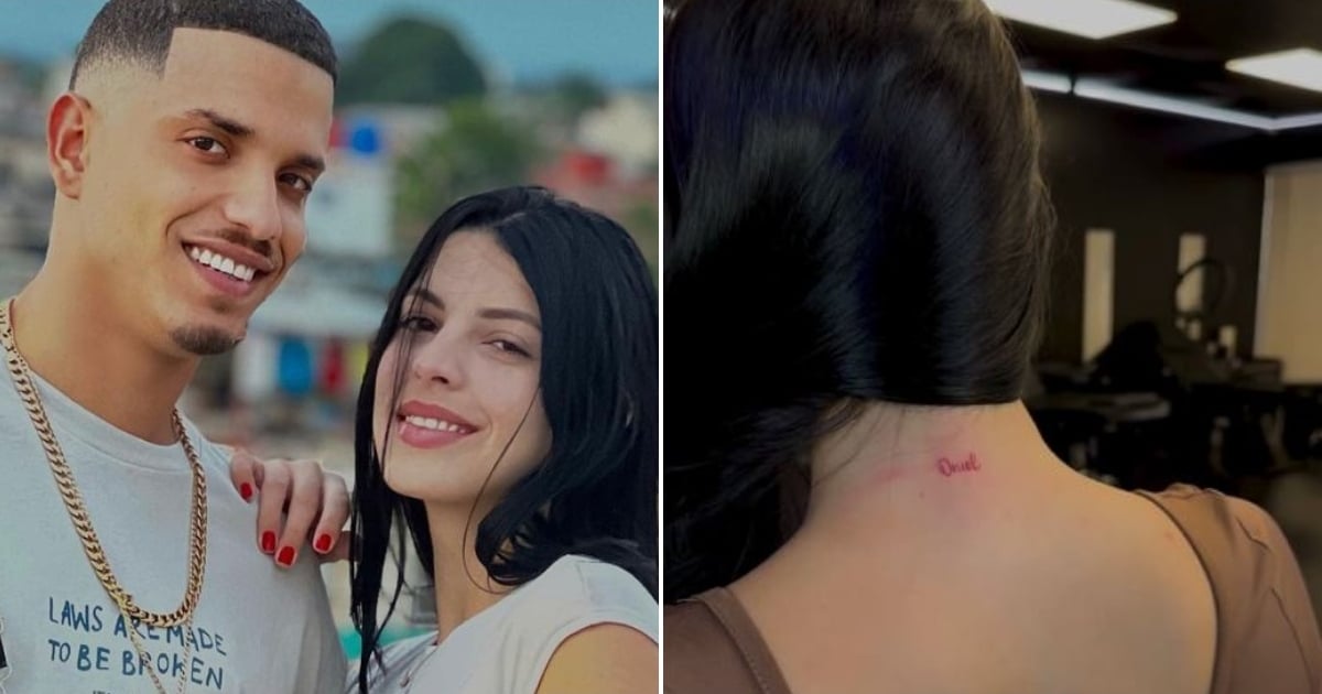  Gift tattoo!  Oniel Bebeshito's wife surprises him by tattooing her name for his birthday
