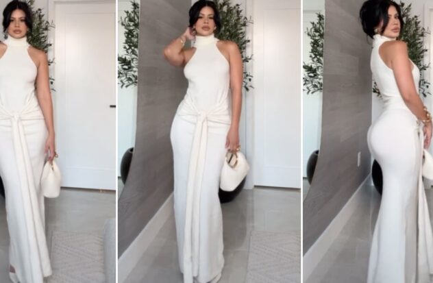 La Dura shows off her toned figure in a flattering dress
