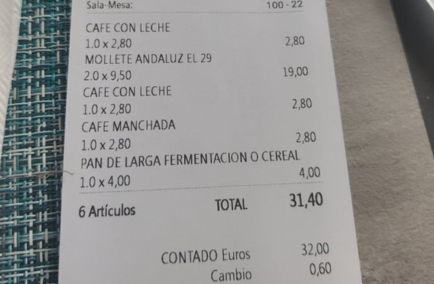 Outrage over the cost of a breakfast in Seville: The biggest scam in history
