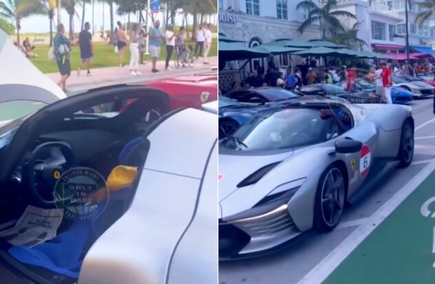 Racing cars shine through the streets of Miami during the Formula 1 Grand Prix weekend